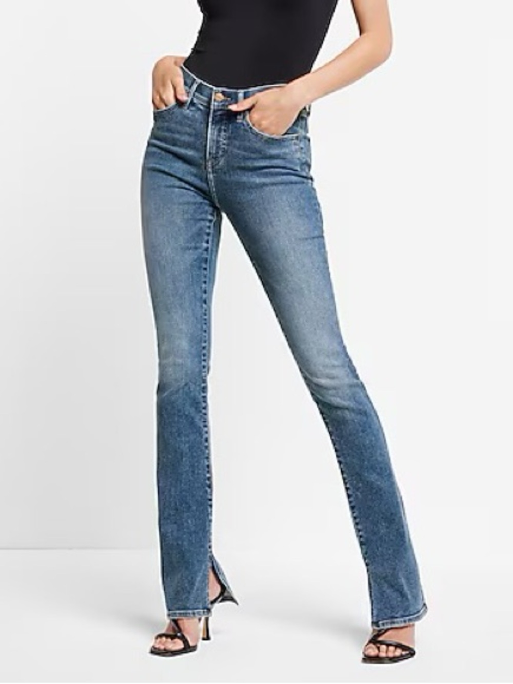 Express Skyscraper midrise medium wash jeans